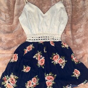 Floral Dress with Crochet Waist